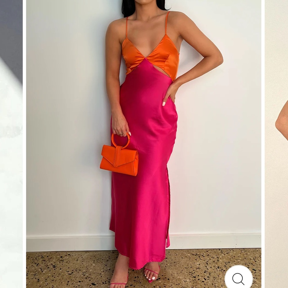 JAUS Nicole Slip Dress - orange/fuchsia